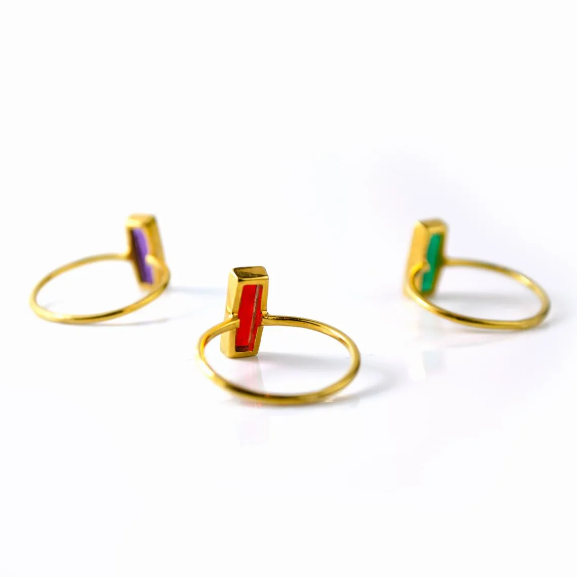 Adira Series: Tiny Birthstone Bar Ring Combo Set