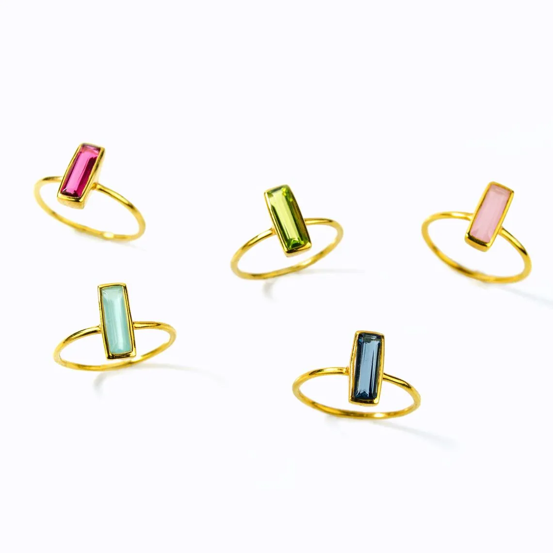 Adira Series: Tiny Birthstone Bar Ring Combo Set