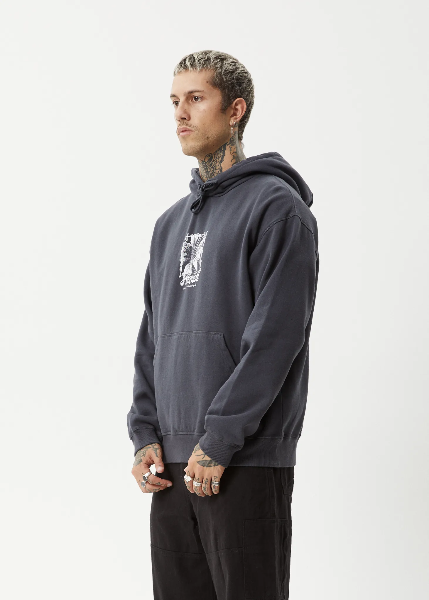 AFENDS Mens Sunflower - Pull On Hood - Charcoal