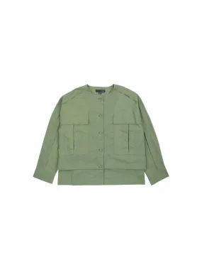 Art of Garden Big Pocket Layer Hem Linen Mix Jacket