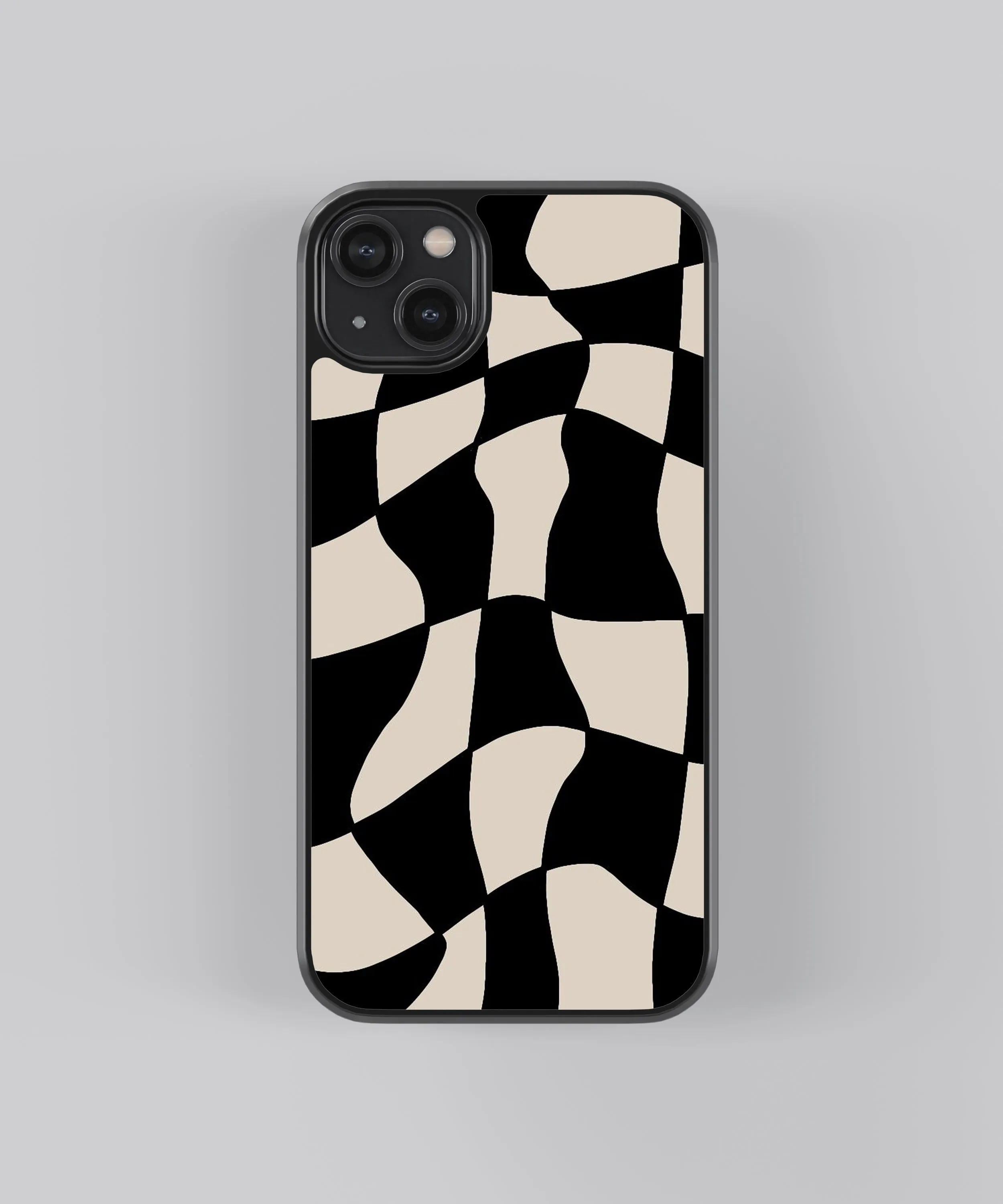 B&W Checkers Abstract Glass Phone Case Cover