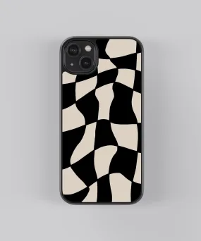 B&W Checkers Abstract Glass Phone Case Cover