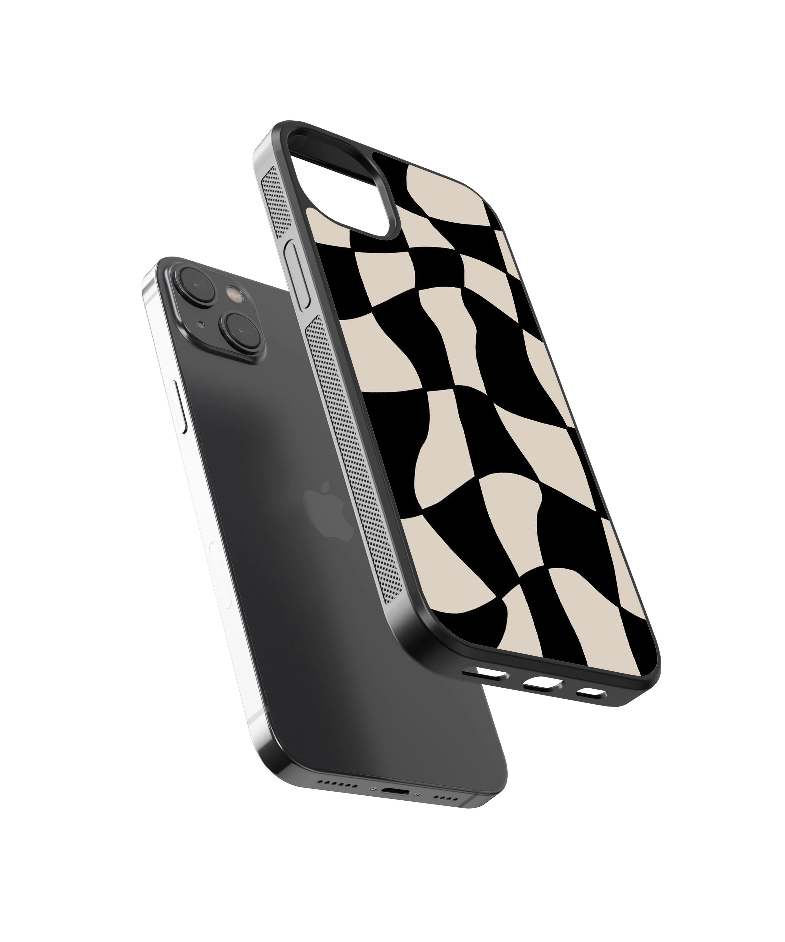 B&W Checkers Abstract Glass Phone Case Cover