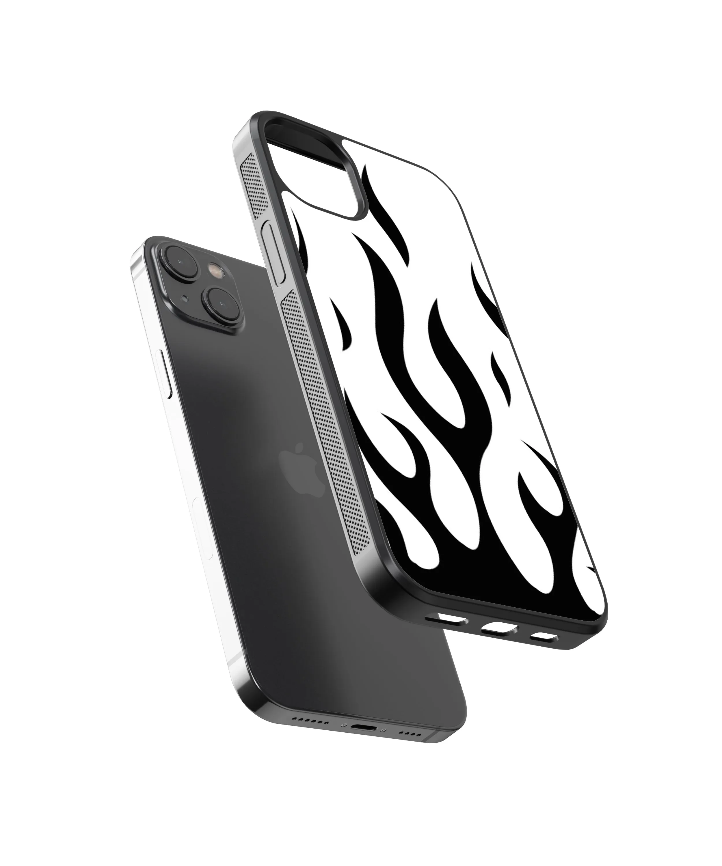 B&W Flames Abstract Glass Phone Case Cover