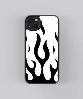 B&W Flames Abstract Glass Phone Case Cover