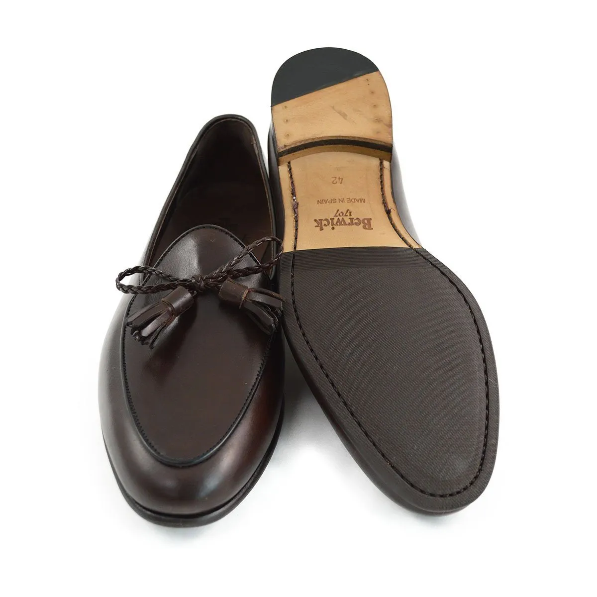 Berwick 1707 Braided Tassel Belgian Loafer (5154) -Dark Brown