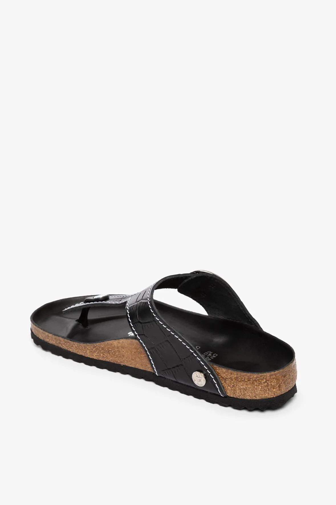 BIRKENSTOCK   STAUD GIZEH SANDAL | BLACK CROC EMBOSSED