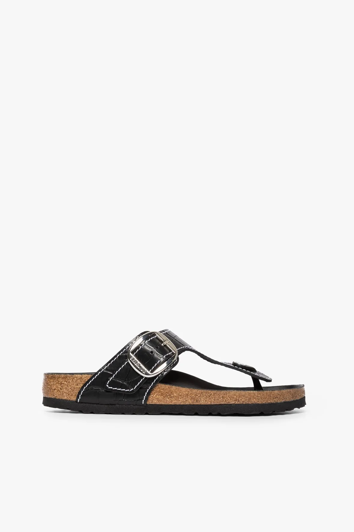 BIRKENSTOCK   STAUD GIZEH SANDAL | BLACK CROC EMBOSSED