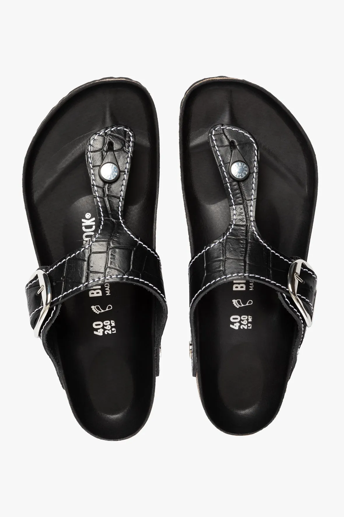 BIRKENSTOCK   STAUD GIZEH SANDAL | BLACK CROC EMBOSSED