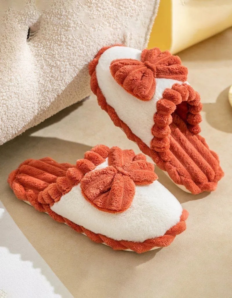 Bow-knot Fuzzy Comfy Indoor Slippers for Women