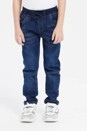 Boys Navy Pull-On Jeans