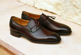 Burnished Calfskin "Cambridge" Slip-On Shoe Brown