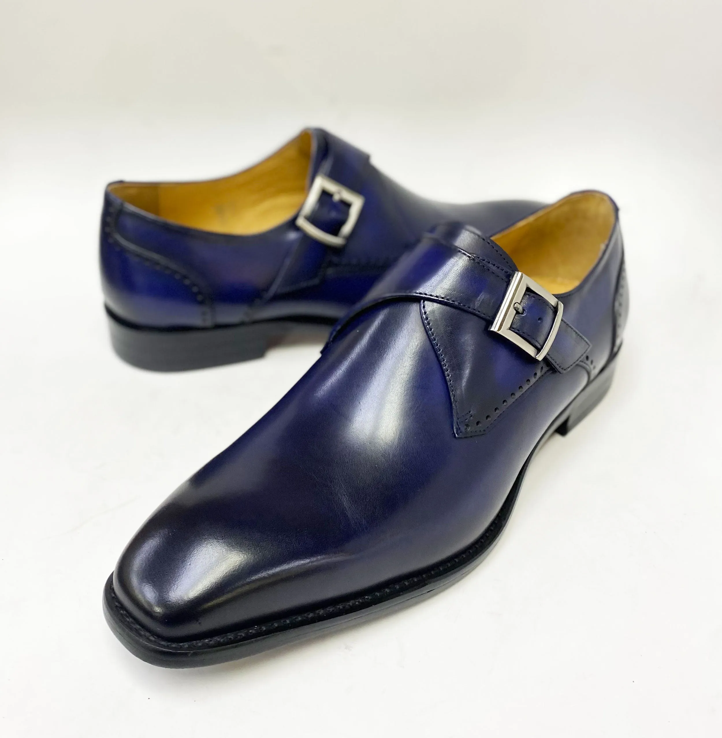 Burnished Leather Monkstrap Blue