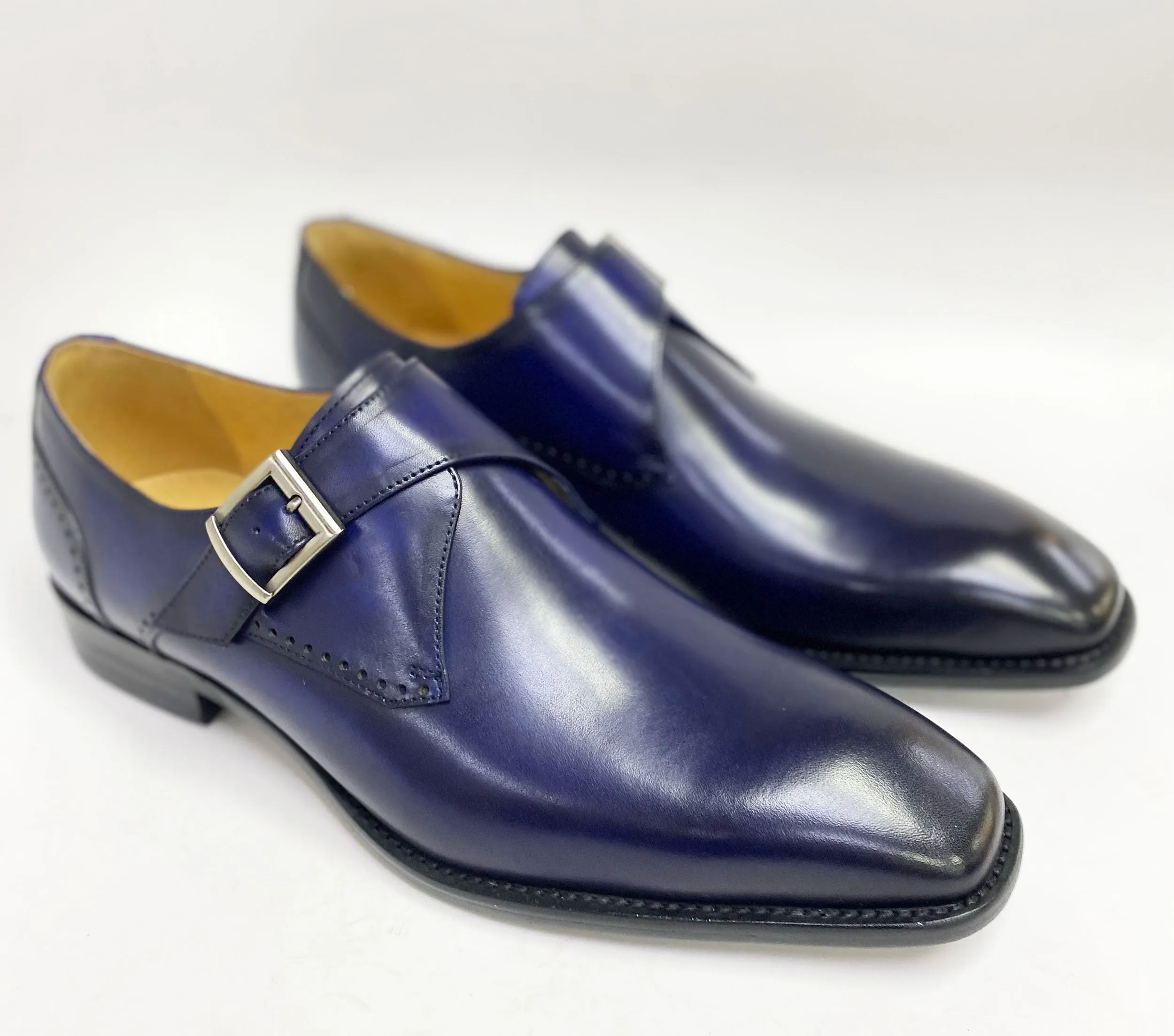 Burnished Leather Monkstrap Blue