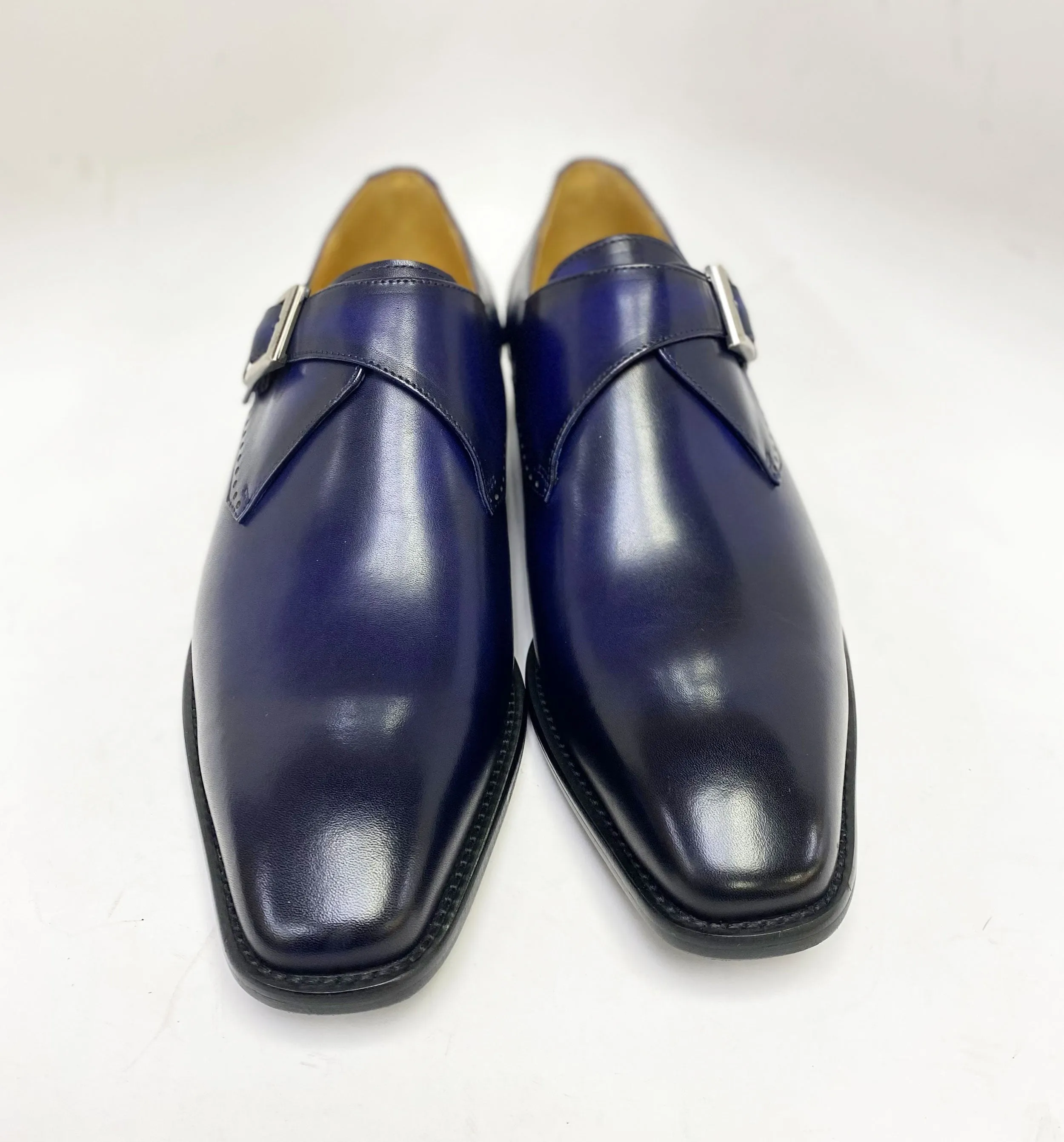 Burnished Leather Monkstrap Blue