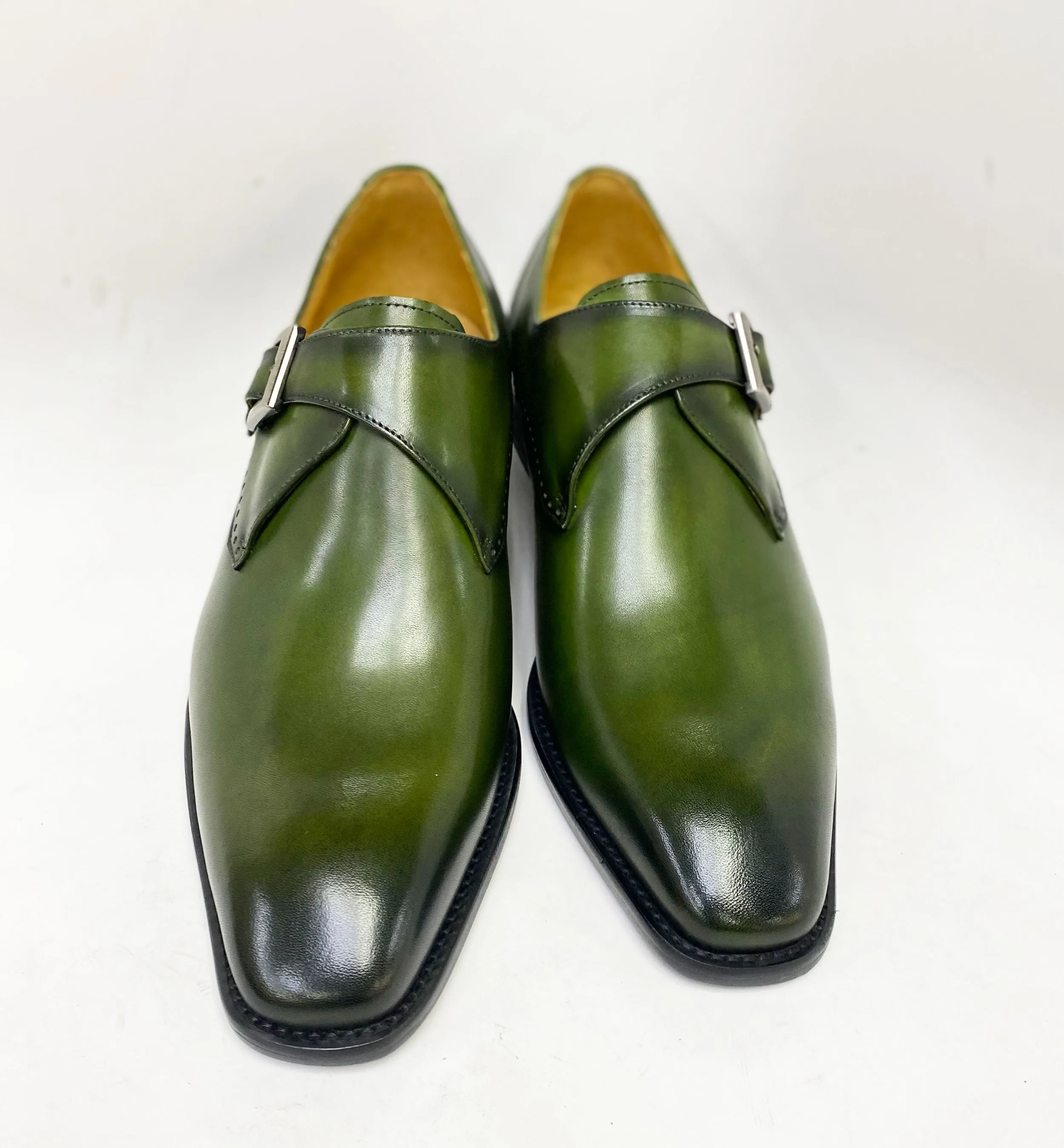 Burnished Leather Monkstrap Olive