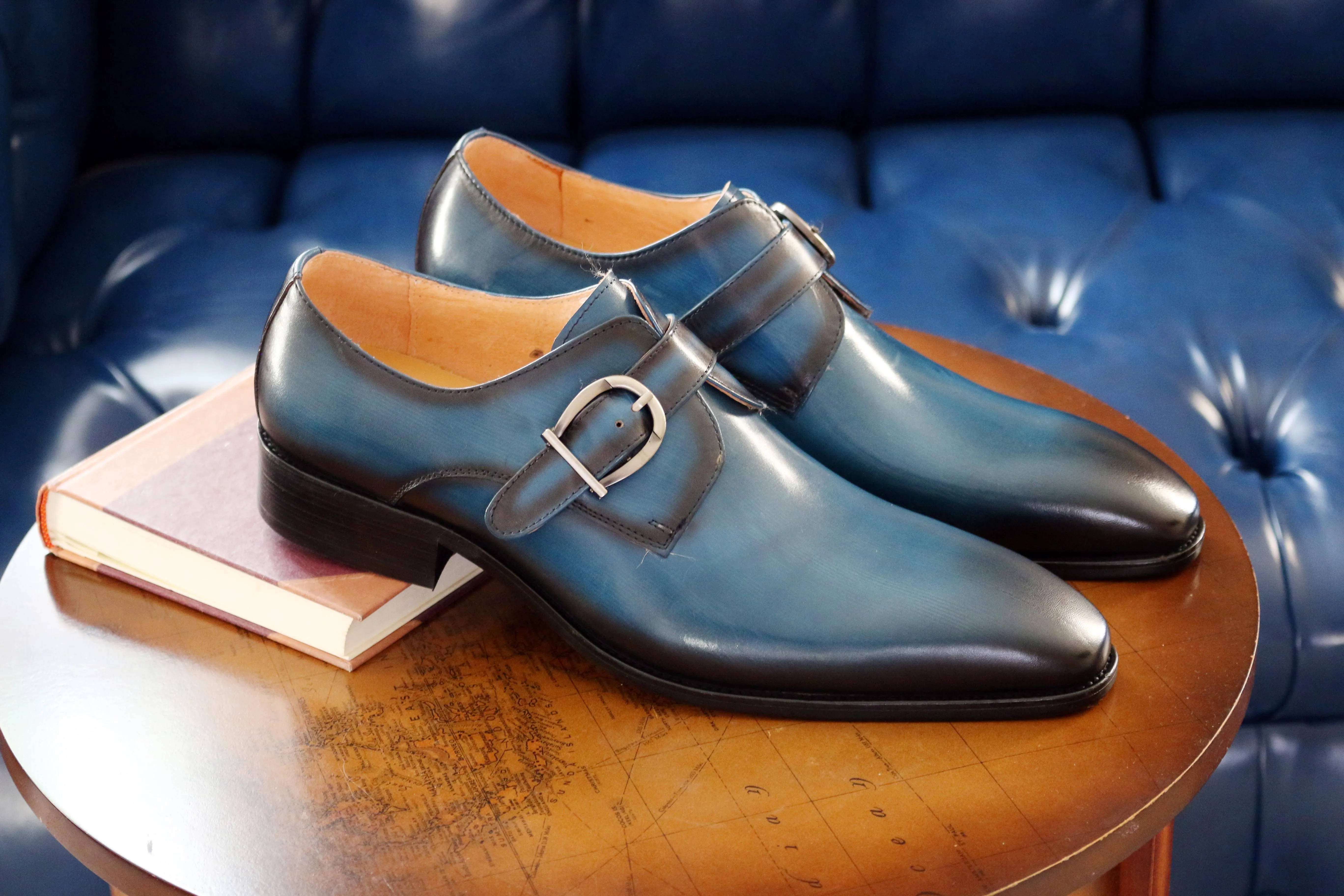 Calfskin Monkstrap Blue