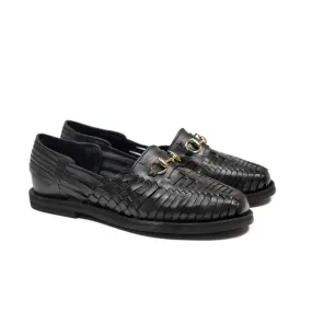 Chamula Bocado bit-loafer huaraches in black leather