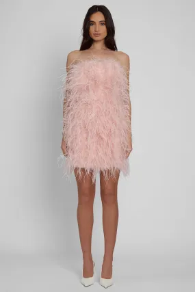 Cloud Feather Mini Dress - Pink