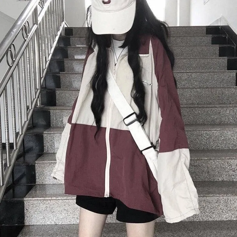 Colorblock Jacket With Zip