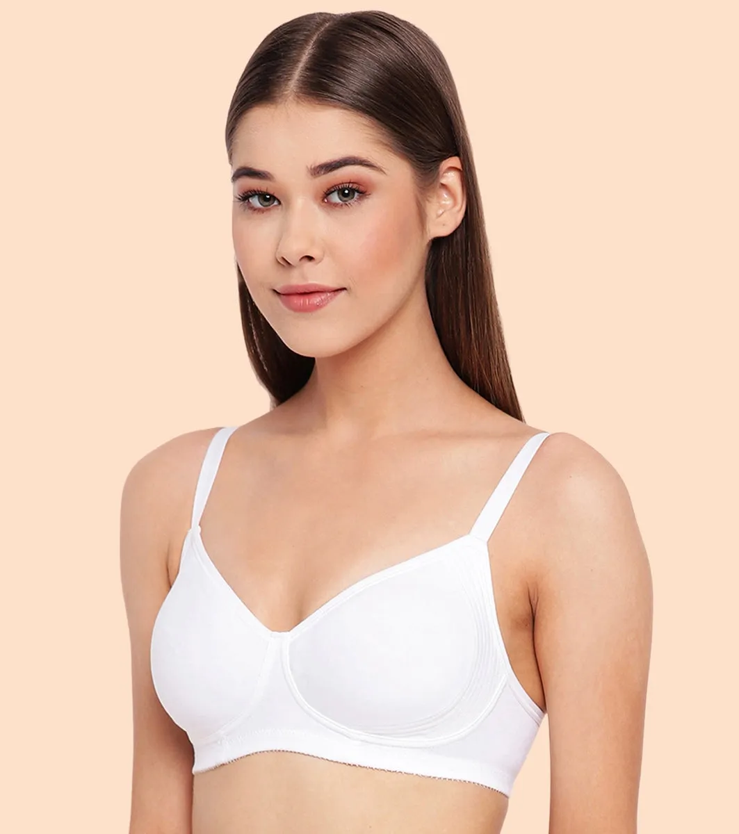 Enamor Fab-Cool A042 Side Support Shaper  Stretch Cotton Everyday Bra for Women- High Coverage, Non Padded and Wirefree - White