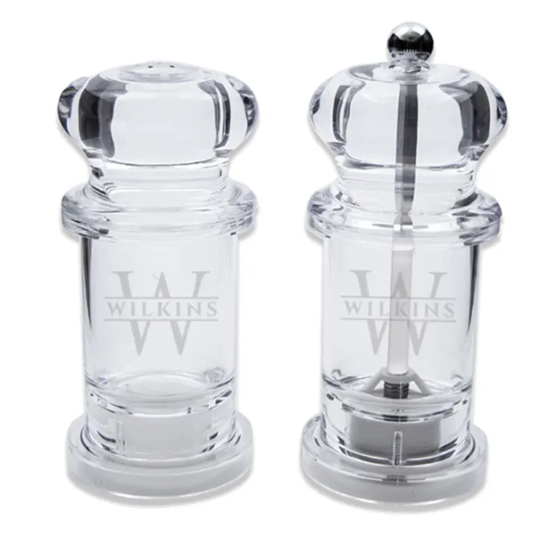 Engraved Acrylic Salt Shaker & Pepper Mill Set