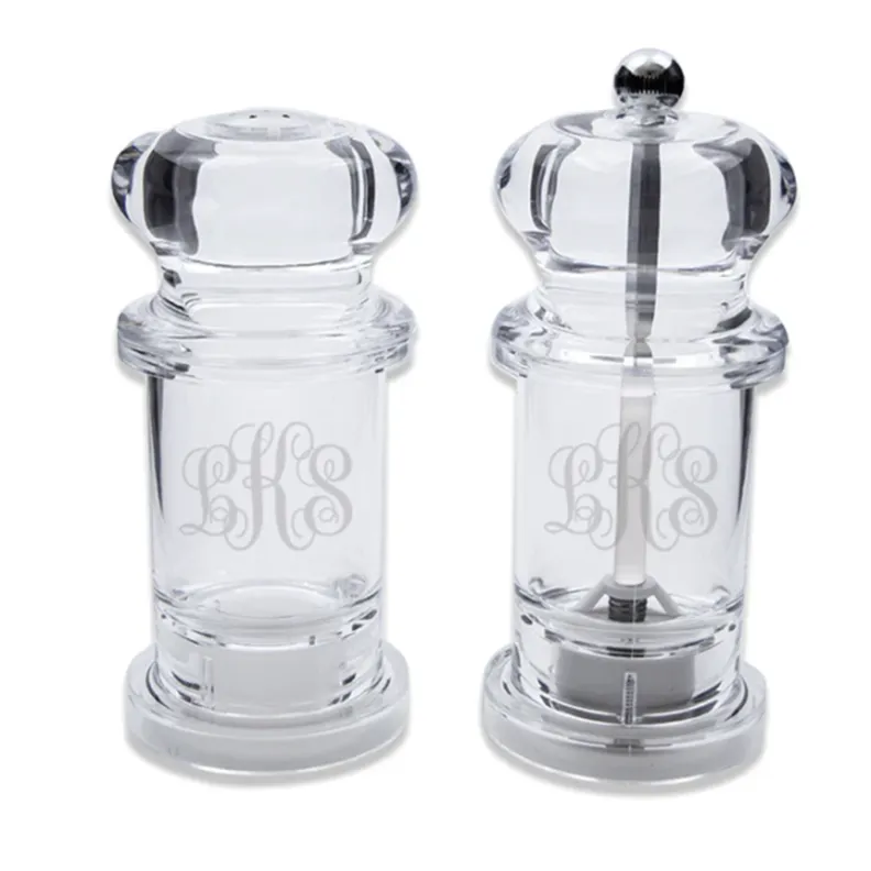 Engraved Acrylic Salt Shaker & Pepper Mill Set