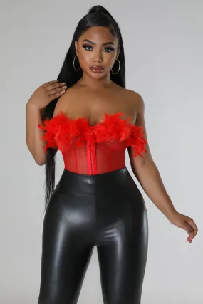 Fire Red Strapless Sheer Corset Top