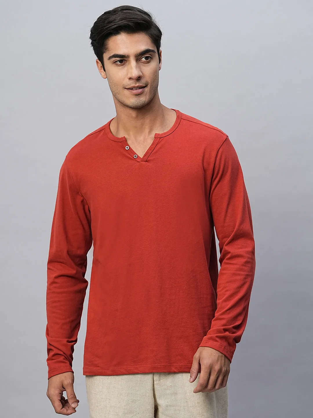 Men's Brick Cotton Regular Fit Tshirts