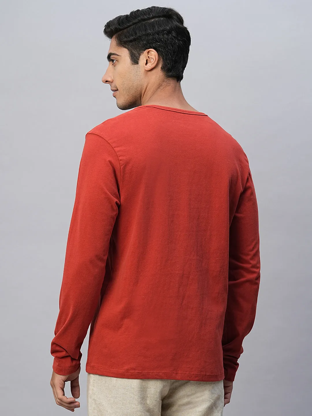 Men's Brick Cotton Regular Fit Tshirts