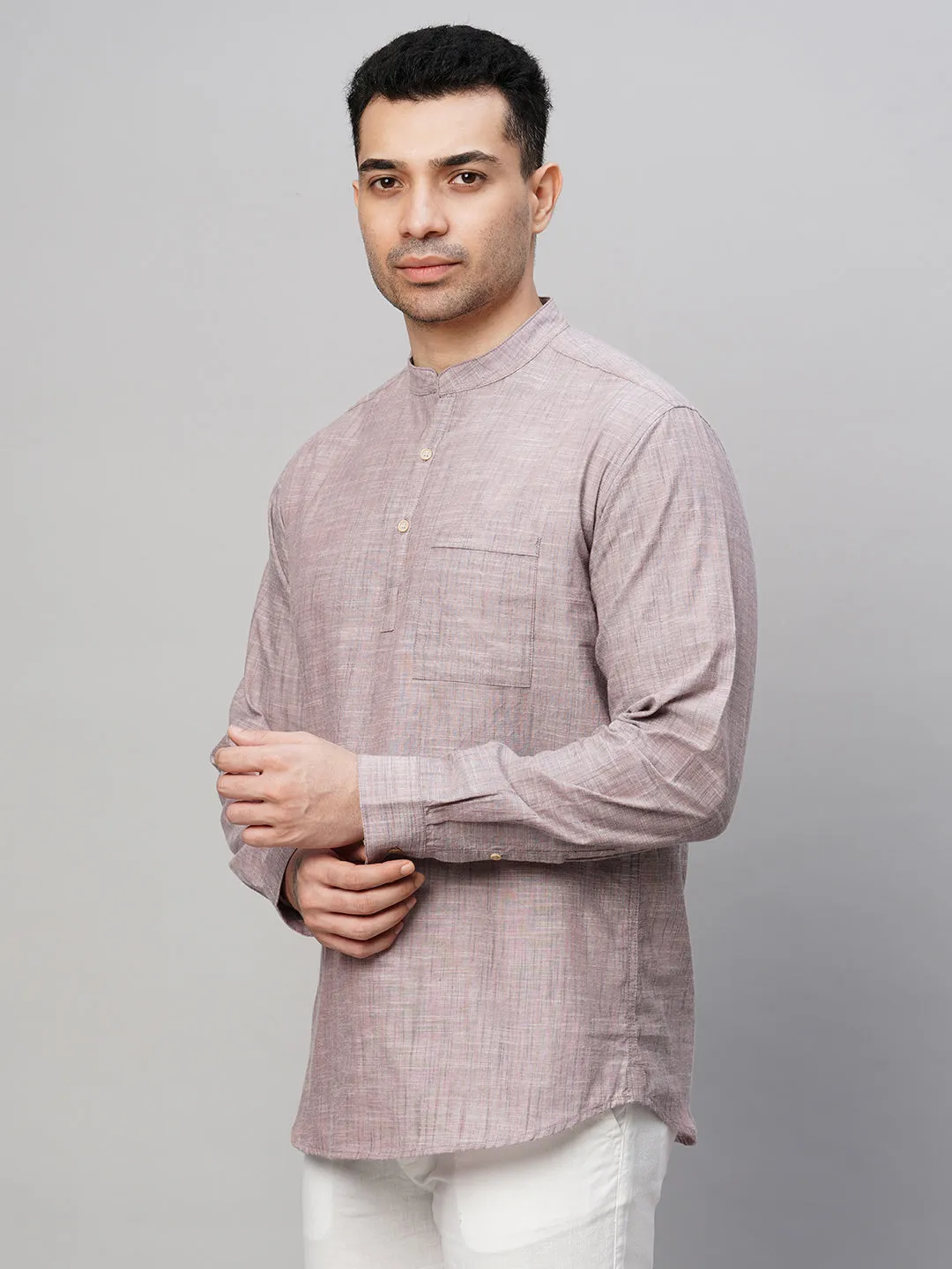 Men's Mauve Cotton Regular Fit Kurta Shirt