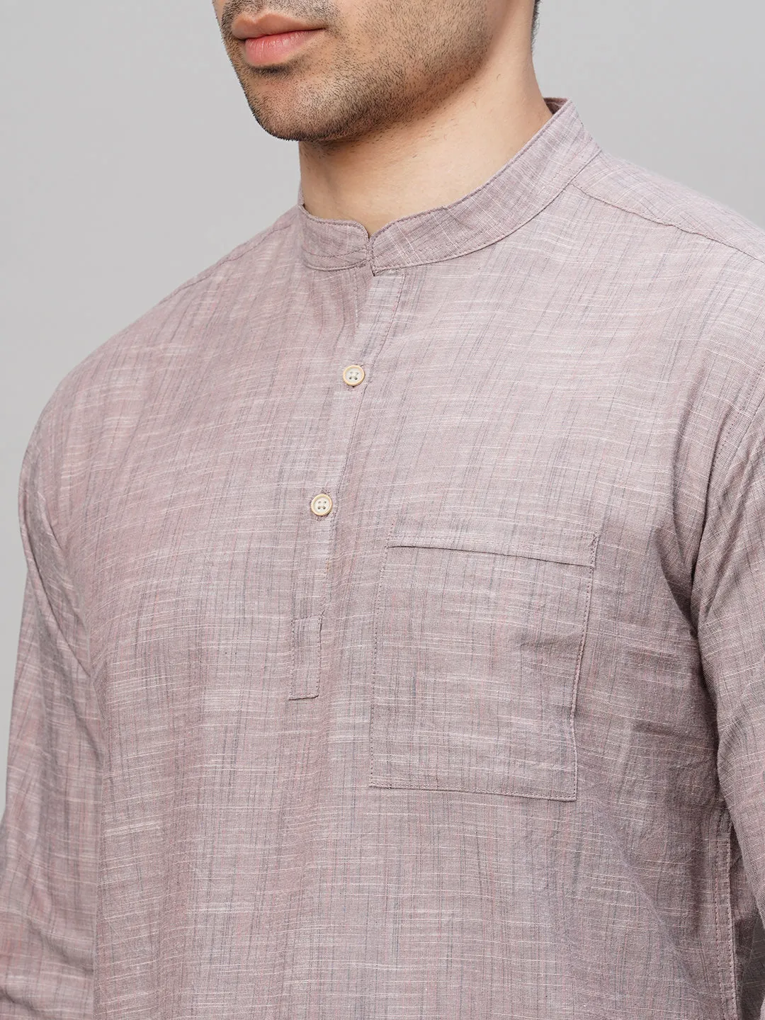 Men's Mauve Cotton Regular Fit Kurta Shirt