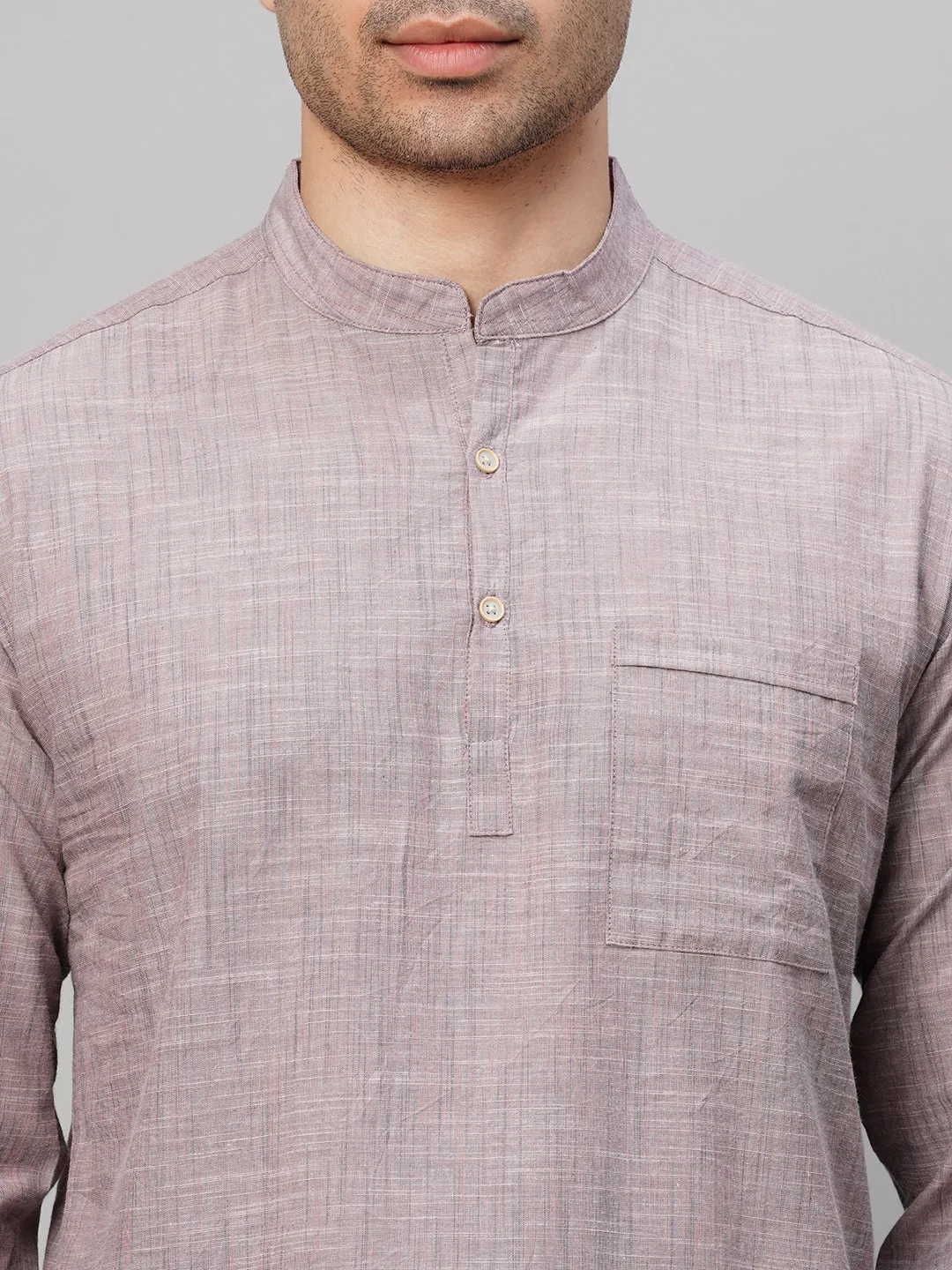 Men's Mauve Cotton Regular Fit Kurta Shirt