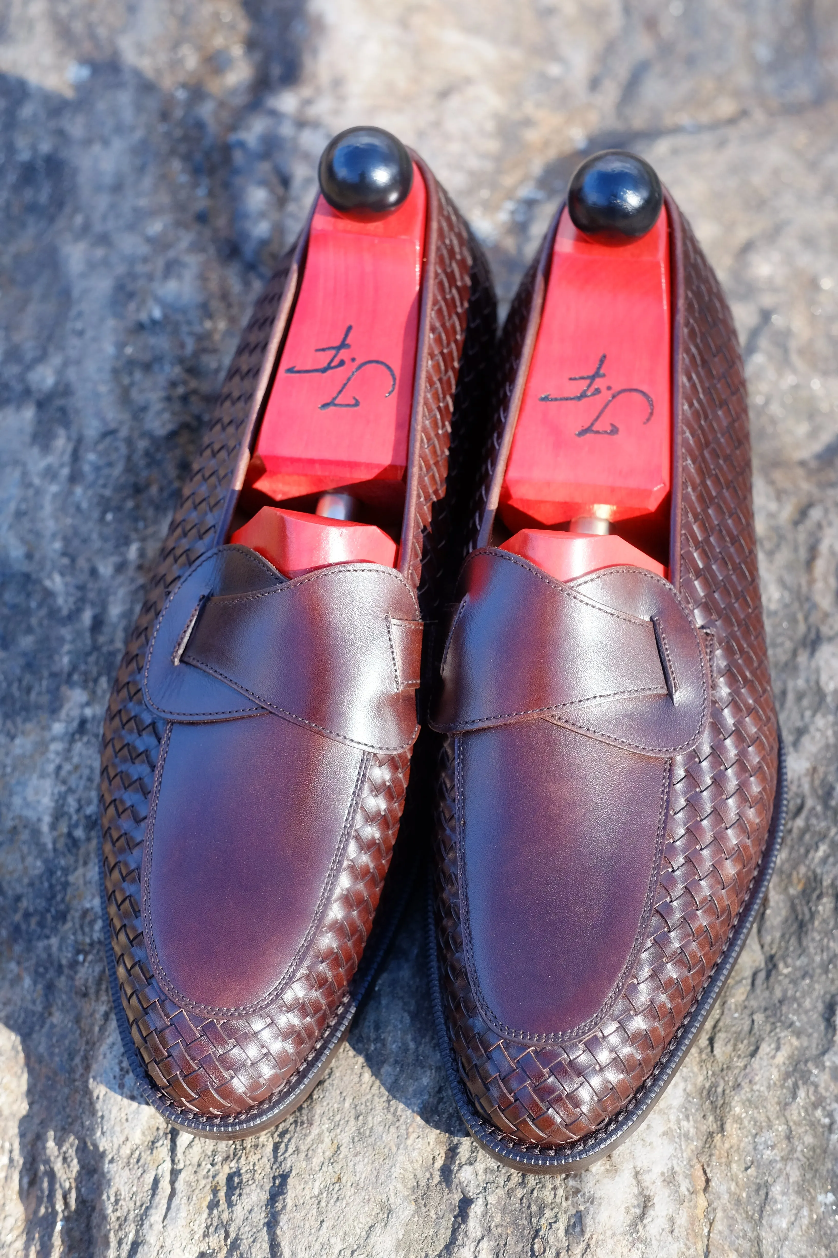 Meridian - MTO - Dark Chestnut Calf / Dark Chestnut Calf Braided - TMG Last - Single Leather Sole