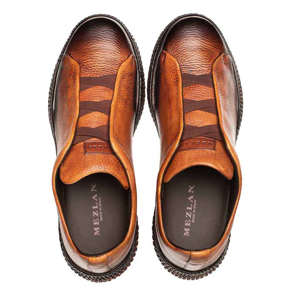 MEZLAN Men's Cognac Calcio Deer Skin Slip On Sneakers