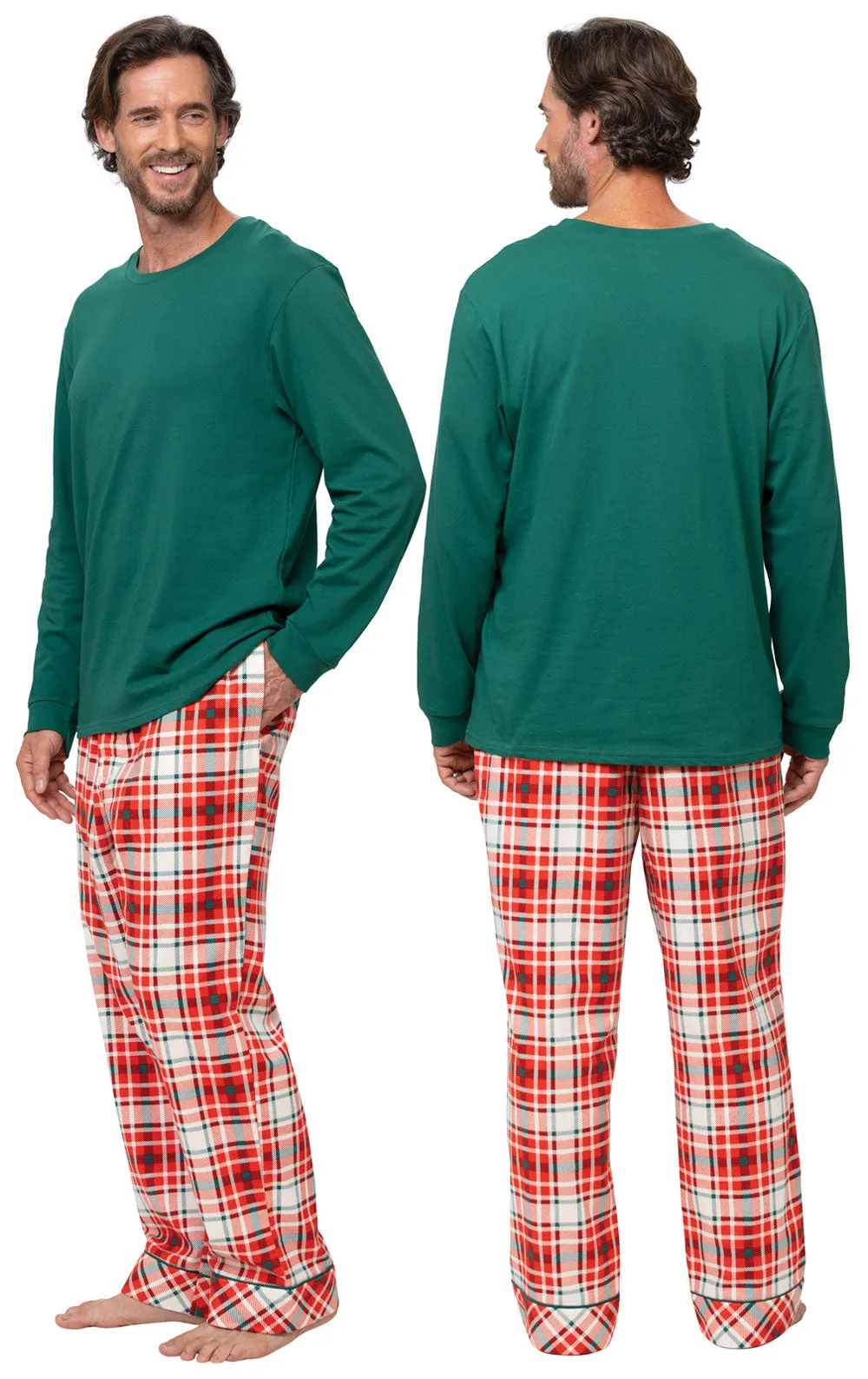 Modern Plaid Pullover Mens Pajamas - Couples