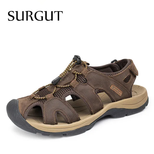 Quality Genuine Leather Men Sandals Mesh Soft Fisherman Summer Casual Shoes Men Beach Sandalias Men Shoes