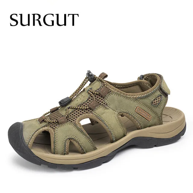 Quality Genuine Leather Men Sandals Mesh Soft Fisherman Summer Casual Shoes Men Beach Sandalias Men Shoes