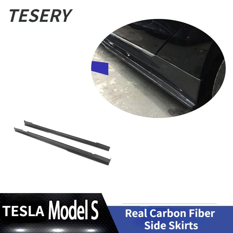 Real Carbon Fiber Side Skirts -【Revo Style】suitable for Tesla Model S 2014-2020