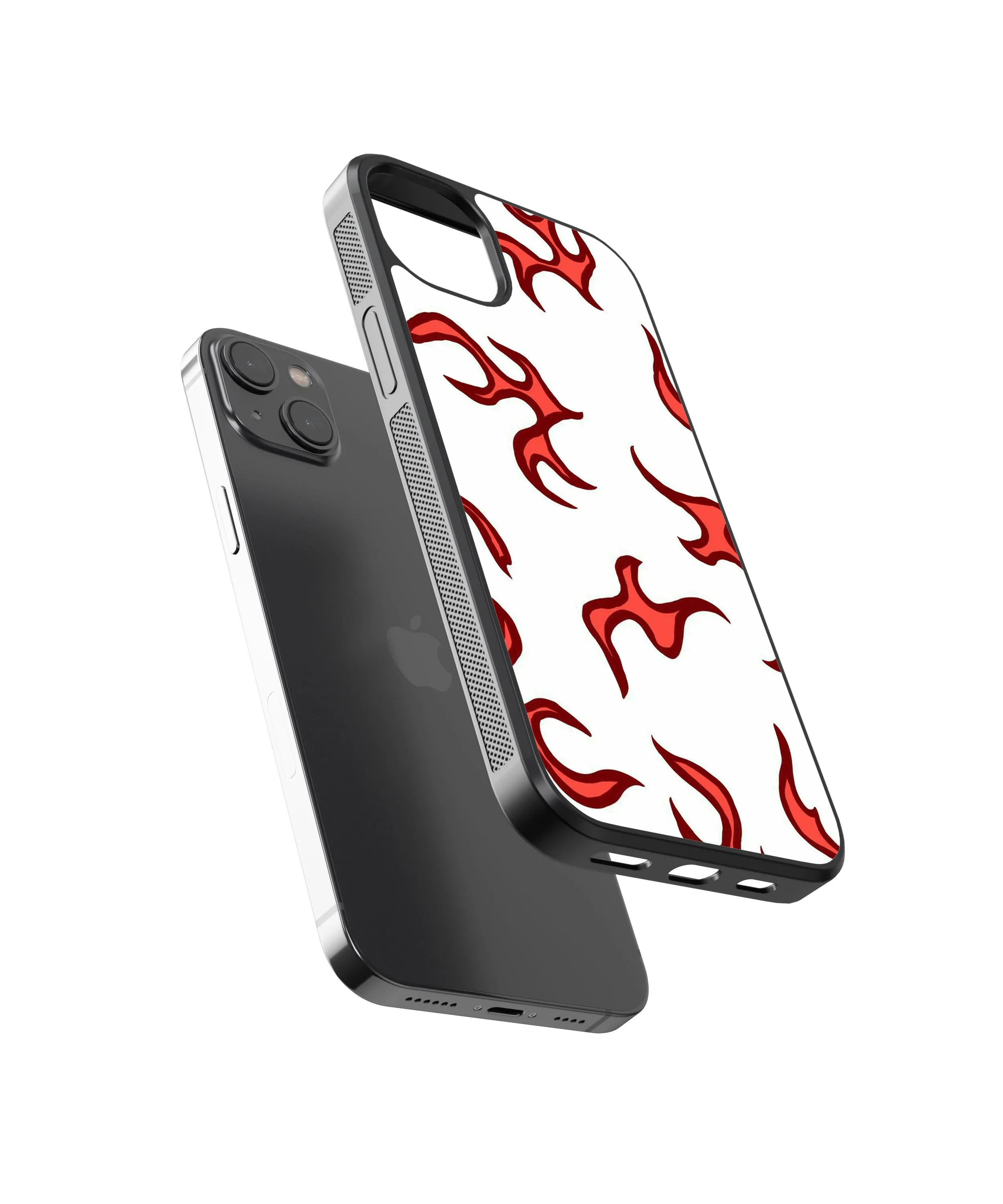 Red Flames Pattern Abstract Glass Phone Case Cover