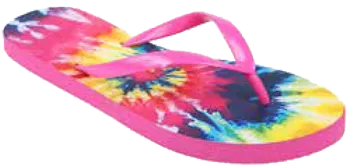 Sandals Ladies Flip Flop Fun Bright Tye Dye Fashion Sandal, Pink, Purple