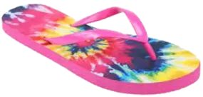 Sandals Ladies Flip Flop Fun Bright Tye Dye Fashion Sandal, Pink, Purple