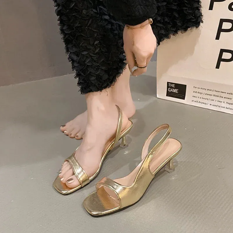 Sexy Square Strap Basic Casual Party Summer New Low Heel Pumps