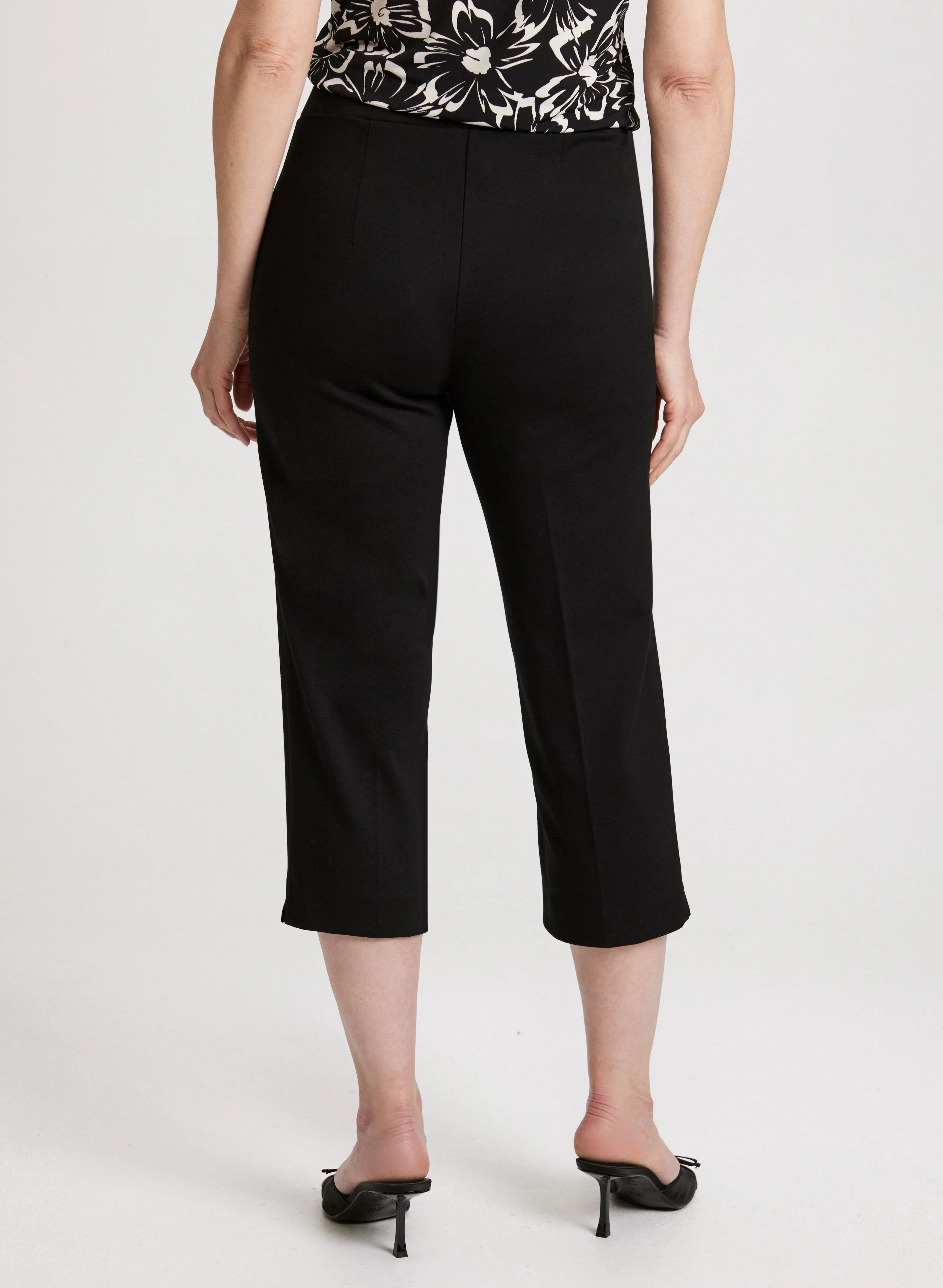 Slit Detail Straight-Leg Capris