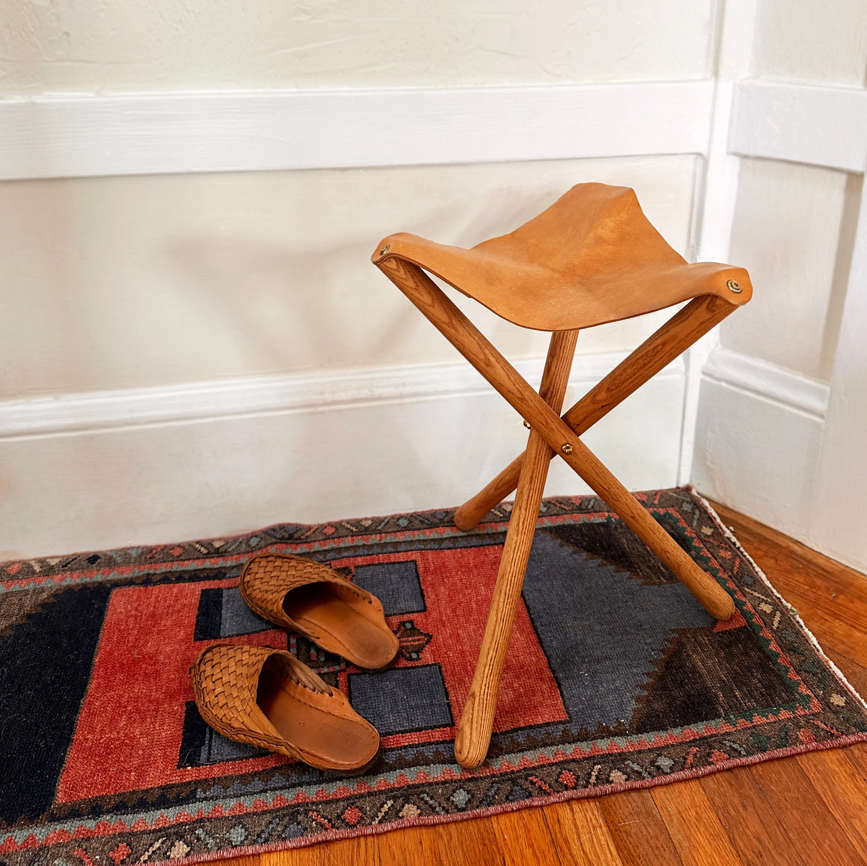 Solid Leather Stool