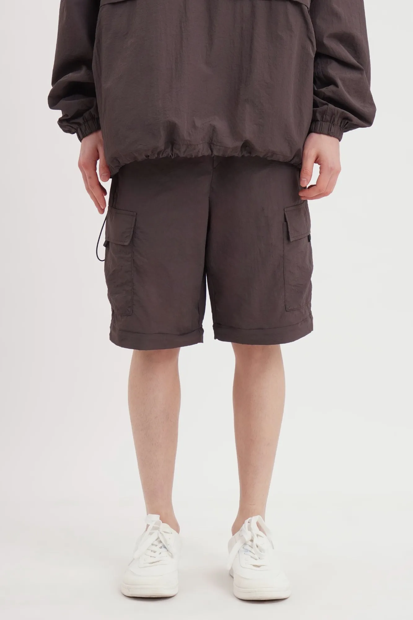 Straight Fit Nylon Pull On Convertible To Shorts Cargo Trousers