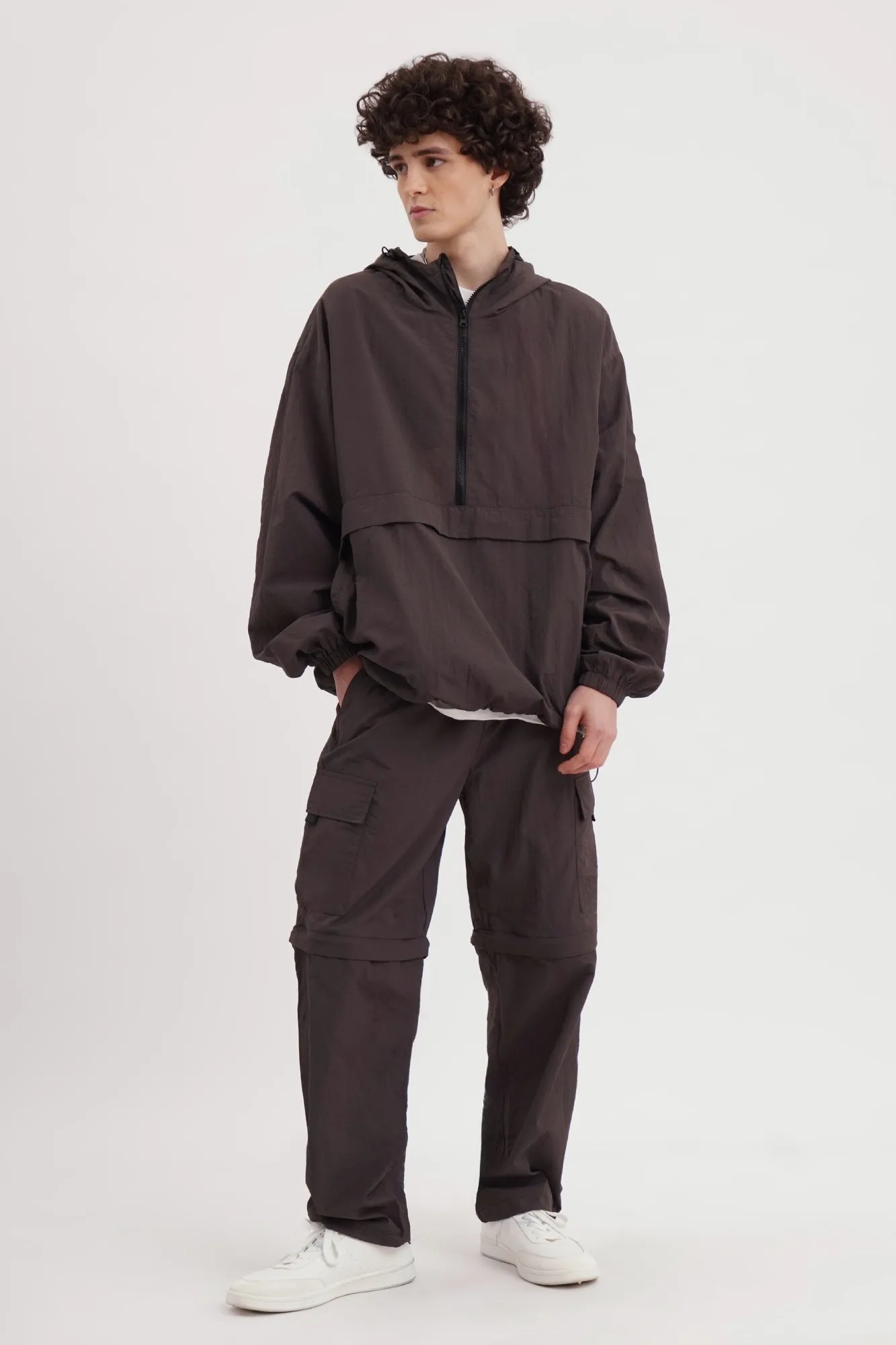 Straight Fit Nylon Pull On Convertible To Shorts Cargo Trousers