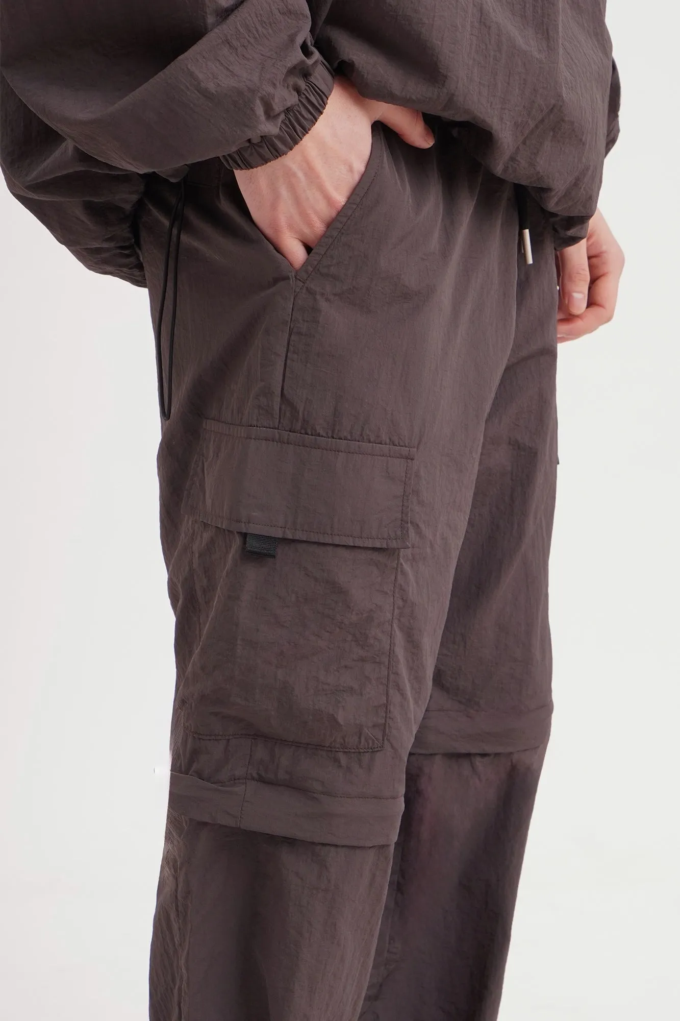 Straight Fit Nylon Pull On Convertible To Shorts Cargo Trousers