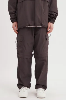 Straight Fit Nylon Pull On Convertible To Shorts Cargo Trousers