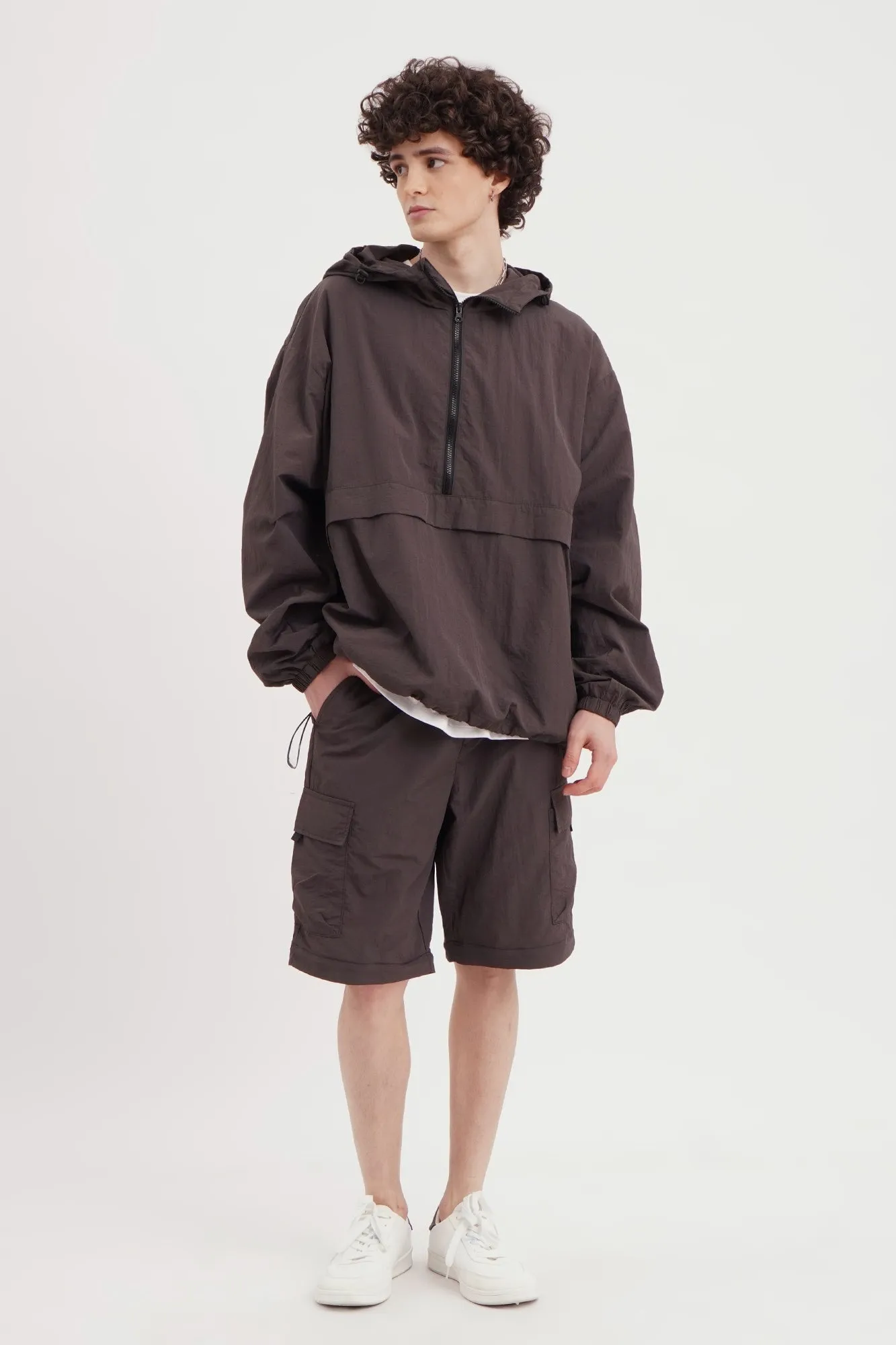 Straight Fit Nylon Pull On Convertible To Shorts Cargo Trousers